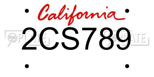 2CS789 California License Plate