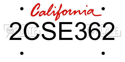 2CSE362 California License Plate