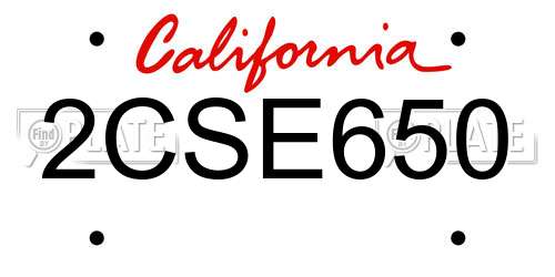 2CSE650 California License Plate
