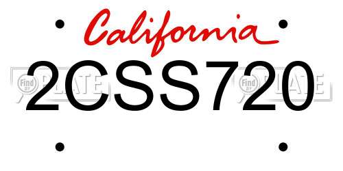 2CSS720 California License Plate