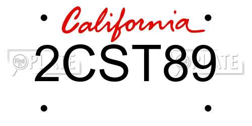 2CST89 California License Plate