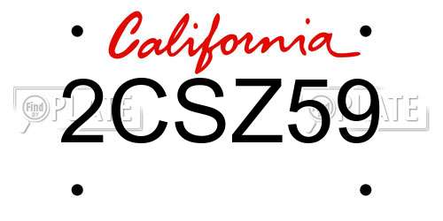 2CSZ59 California License Plate