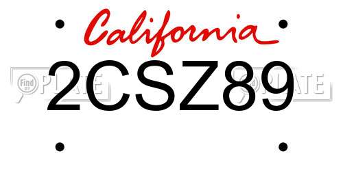 2CSZ89 California License Plate