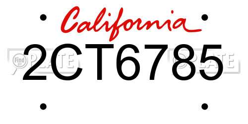 2CT6785 California License Plate