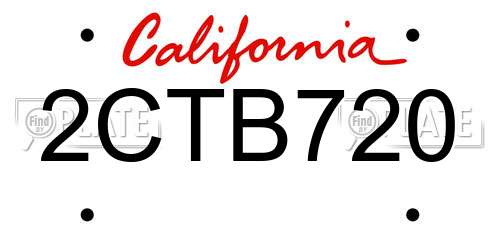 2CTB720 California License Plate