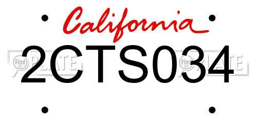 2CTS034 California License Plate