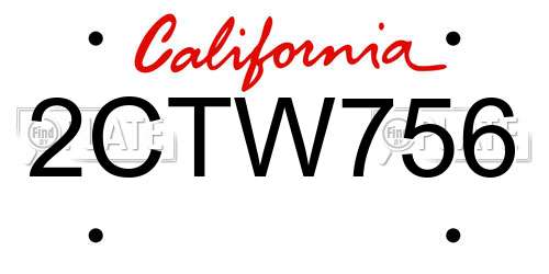 2CTW756 California License Plate