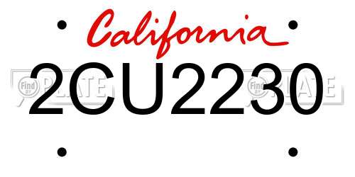 2CU2230 California License Plate