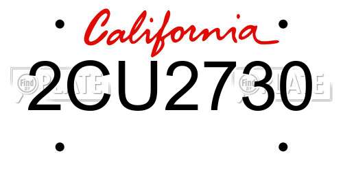 2CU2730 California License Plate