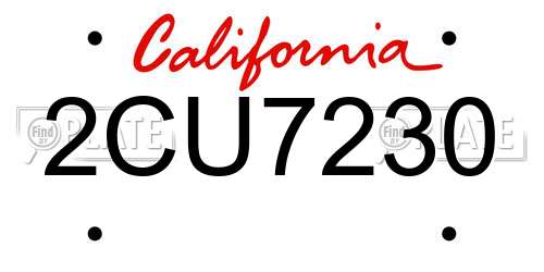 2CU7230 California License Plate