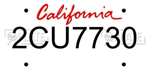 2CU7730 California License Plate
