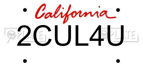 2CUL4U California License Plate
