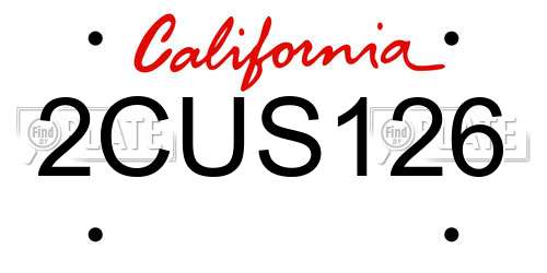 2CUS126 California License Plate
