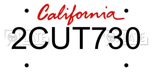 2CUT730 California License Plate