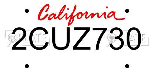 2CUZ730 California License Plate