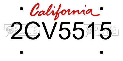 2CV5515 California License Plate