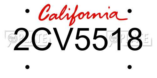 2CV5518 California License Plate