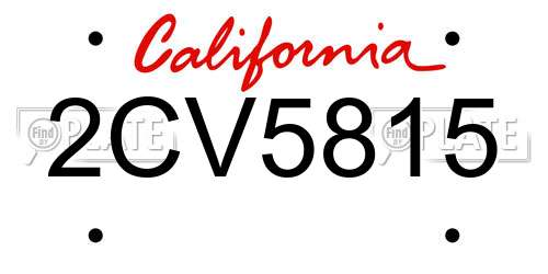 2CV5815 California License Plate