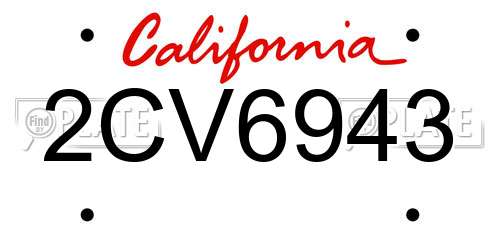 2CV6943 California License Plate