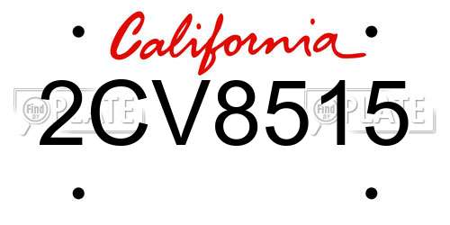 2CV8515 California License Plate