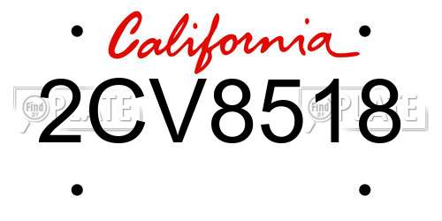 2CV8518 California License Plate
