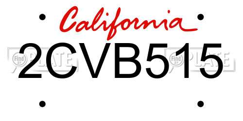 2CVB515 California License Plate