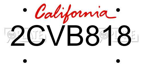 2CVB818 California License Plate