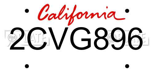 2CVG896 California License Plate