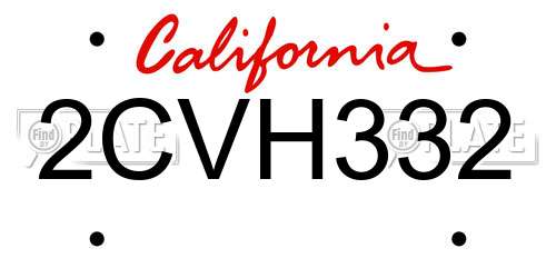2CVH332 California License Plate