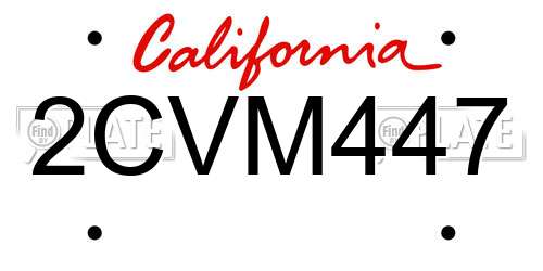 2CVM447 California License Plate