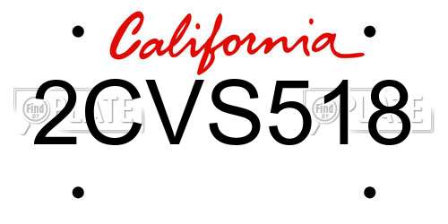 2CVS518 California License Plate