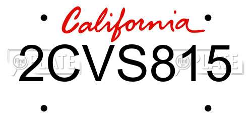 2CVS815 California License Plate