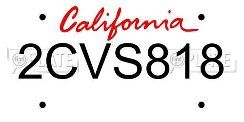 2CVS818 California License Plate