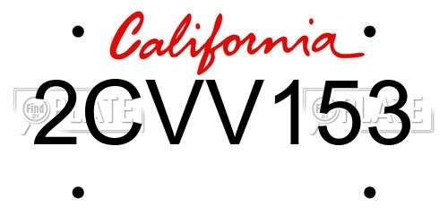 2CVV153 California License Plate