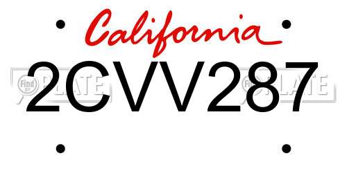 2CVV287 California License Plate