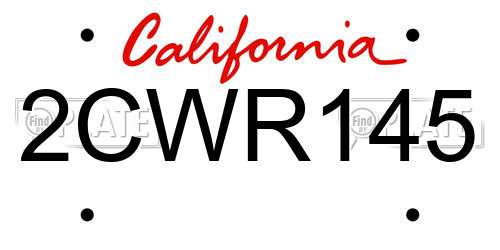 2CWR145 California License Plate