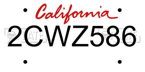 2CWZ586 California License Plate