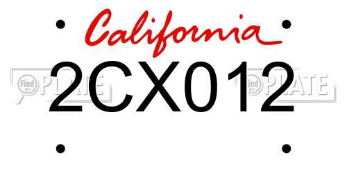 2CX012 California License Plate