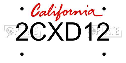 2CXD12 California License Plate
