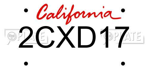 2CXD17 California License Plate