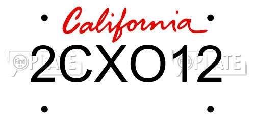 2CXO12 California License Plate