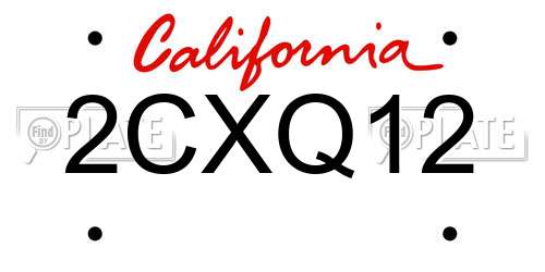 2CXQ12 California License Plate