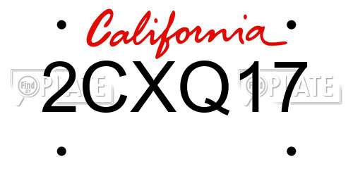 2CXQ17 California License Plate