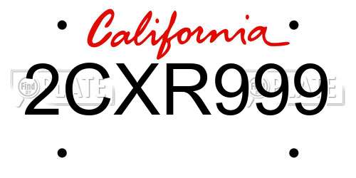 2CXR999 California License Plate