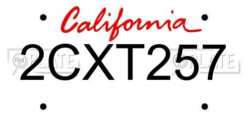 2CXT257 California License Plate