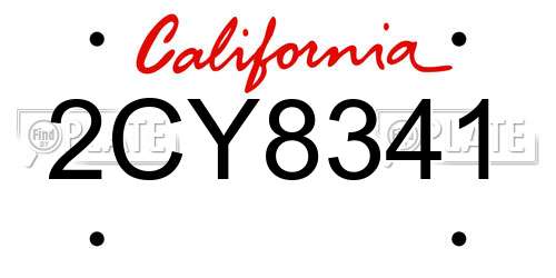 2CY8341 California License Plate