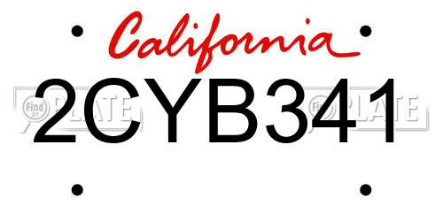 2CYB341 California License Plate