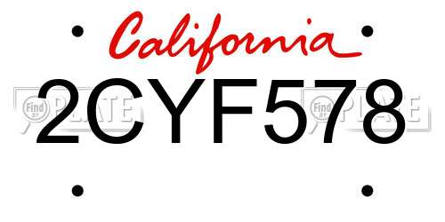 2CYF578 California License Plate