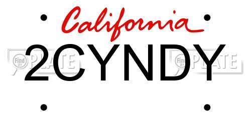 2CYNDY California License Plate
