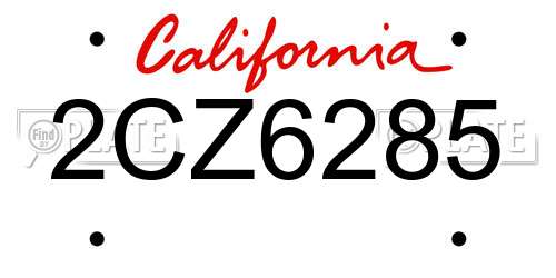 2CZ6285 California License Plate